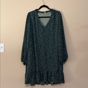 ARULA Dark Green Polka Dot Mini Dress